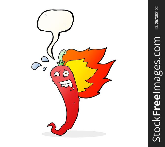 Hot Chilli Pepper Speech Bubble Cartoon
