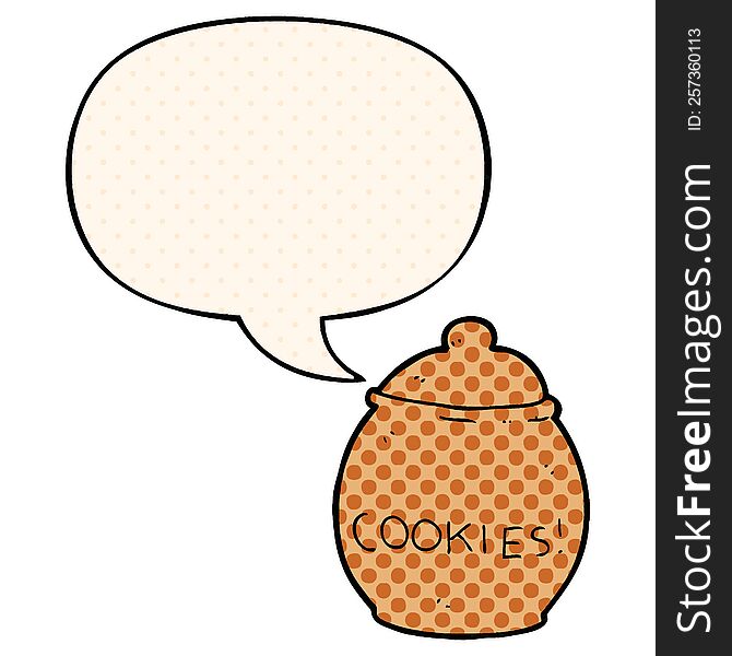 Cartoon Cookie Jar And Speech Bubble In Comic Book Style