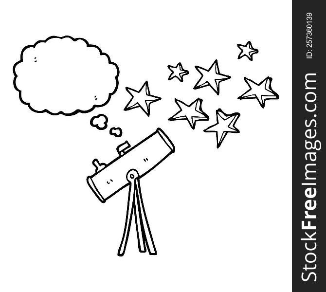 Thought Bubble Cartoon Telescope And Stars