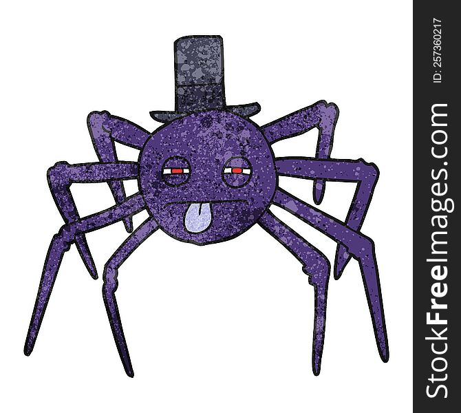 Textured Cartoon Halloween Spider In Top Hat