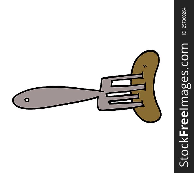 Cartoon Doodle Sausage On Fork