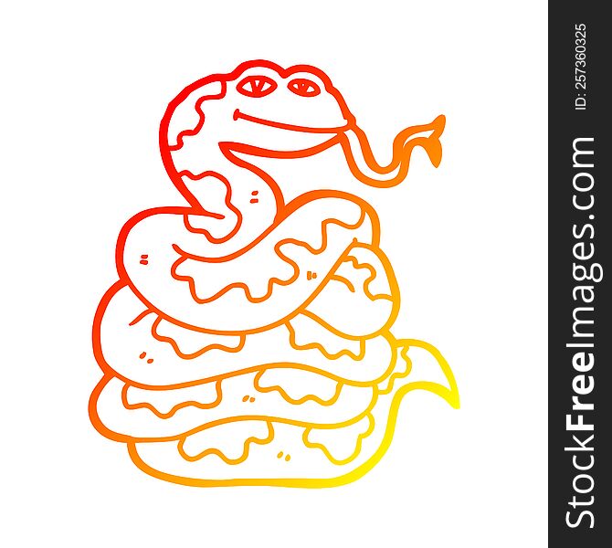 Warm Gradient Line Drawing Cartoon Snake