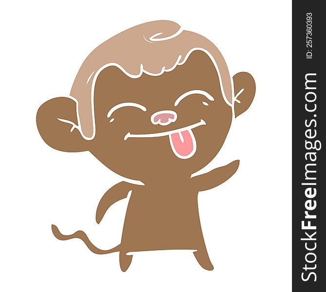Funny Flat Color Style Cartoon Monkey