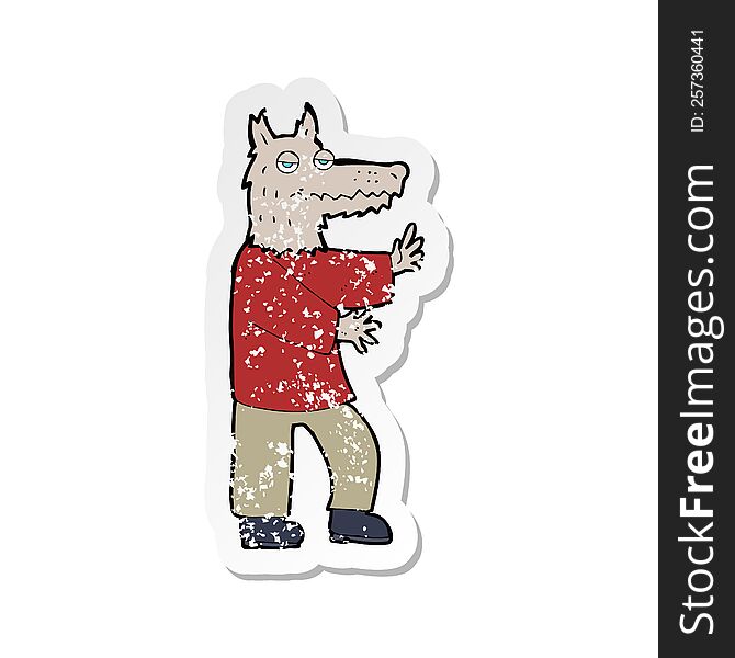 retro distressed sticker of a cartoon werewolf