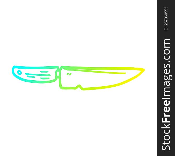 cold gradient line drawing of a cartoon chef knife