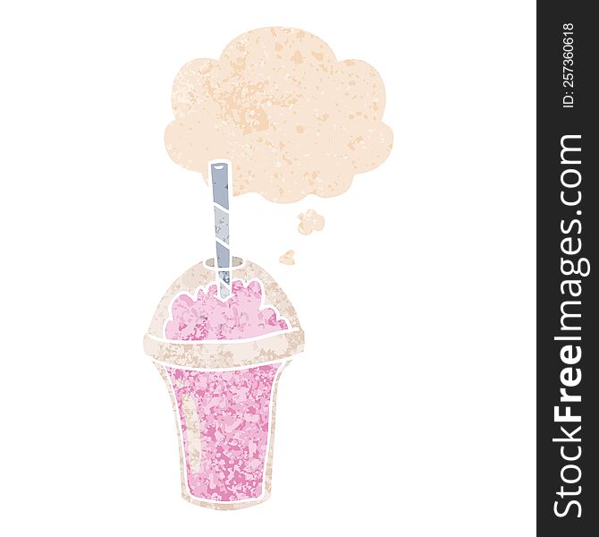 Cartoon Smoothie And Thought Bubble In Retro Textured Style