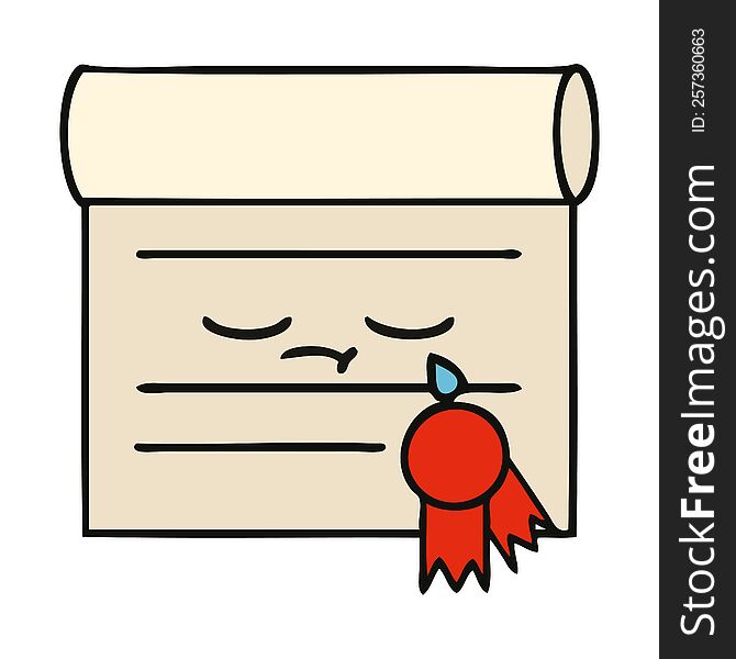 cute cartoon of a certificate. cute cartoon of a certificate