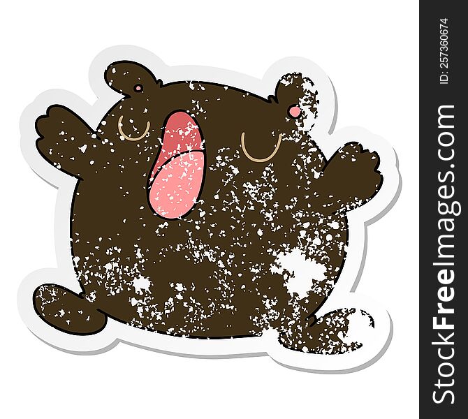 Distressed Sticker Of A Quirky Hand Drawn Cartoon Singing Bear