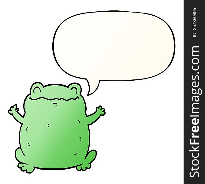 cartoon toad with speech bubble in smooth gradient style