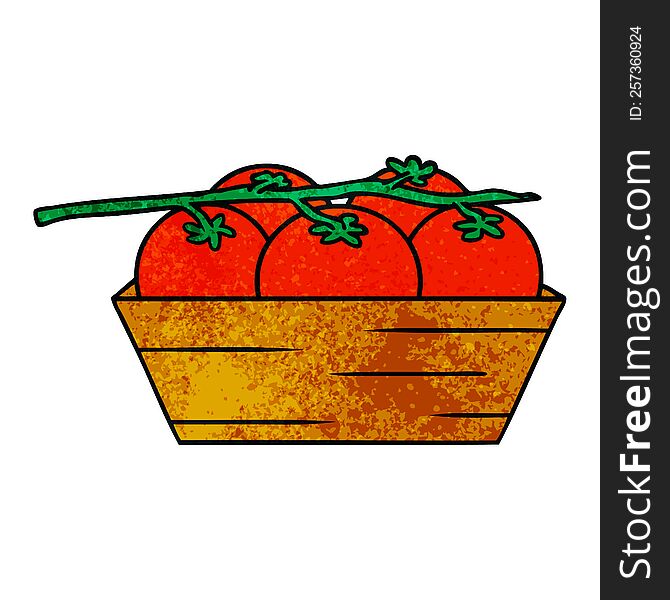 hand drawn textured cartoon doodle of a box of tomatoes