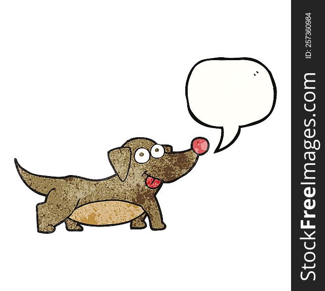freehand speech bubble textured cartoon happy little dog