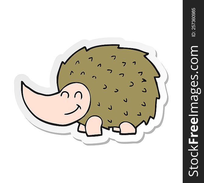 sticker of a cartoon hedgehog