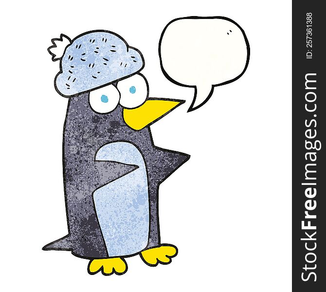 Speech Bubble Textured Cartoon Penguin