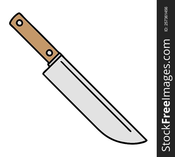 tattoo in traditional style of a knife. tattoo in traditional style of a knife