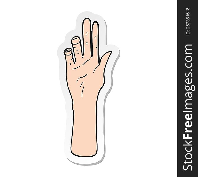 sticker of a cartoon reaching hand