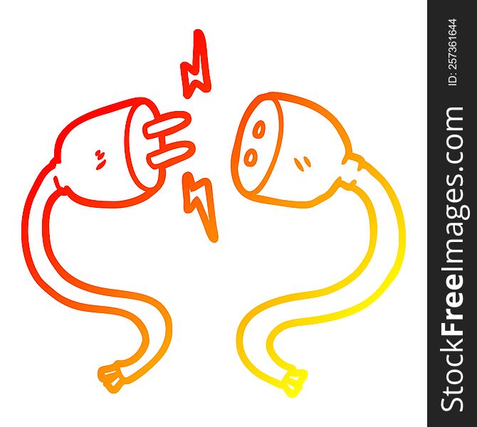 Warm Gradient Line Drawing Cartoon Plug And Socket