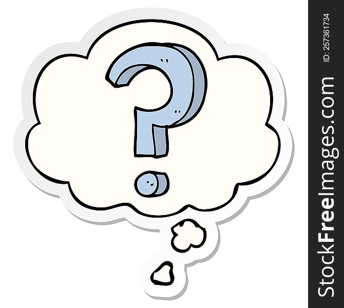 Cartoon Question Mark And Thought Bubble As A Printed Sticker