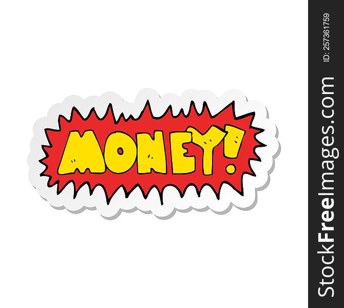 sticker of a cartoon money symbol