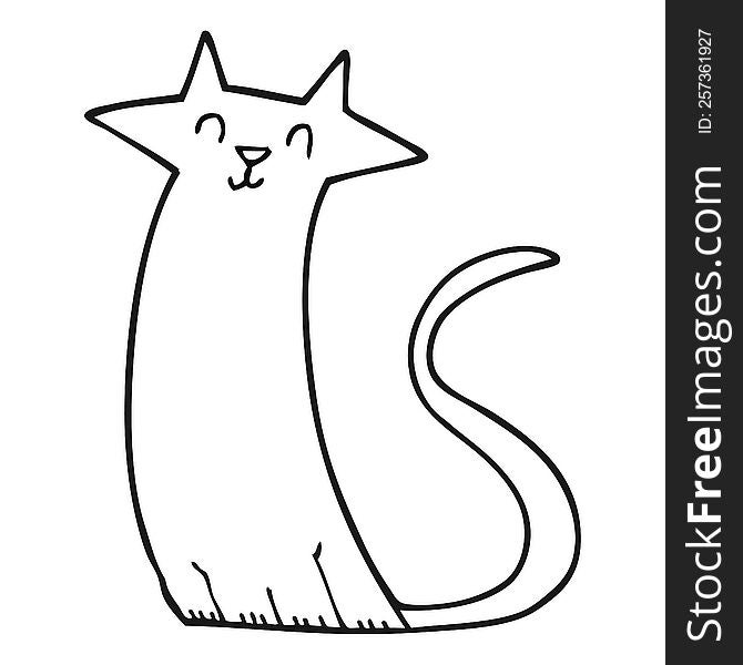 Black And White Cartoon Cat