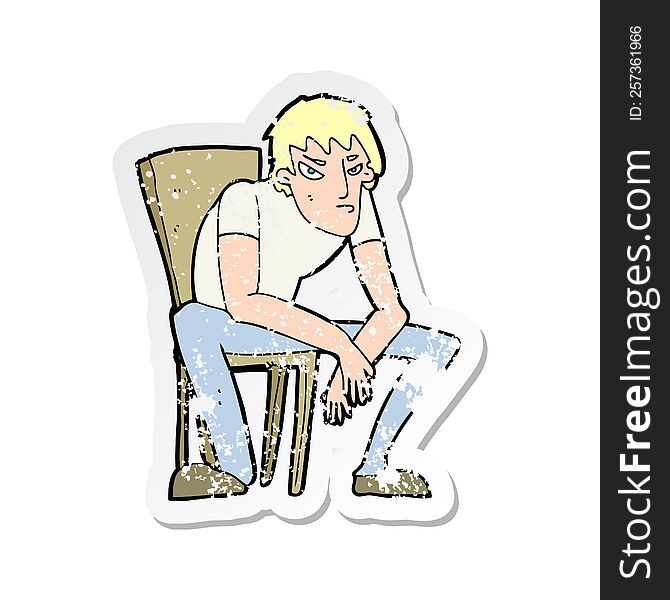 Retro Distressed Sticker Of A Cartoon Dejected Man