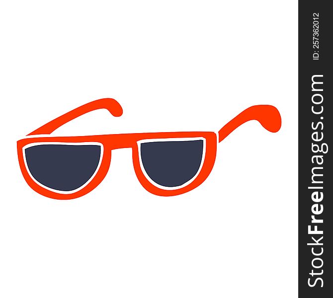 Flat Color Illustration Cartoon Sunglasses