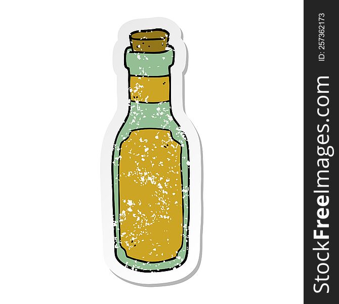 Distressed Sticker Of A Cartoon Potion Bottle