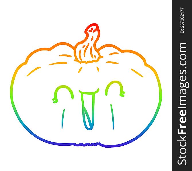 Rainbow Gradient Line Drawing Cartoon Pumpkin