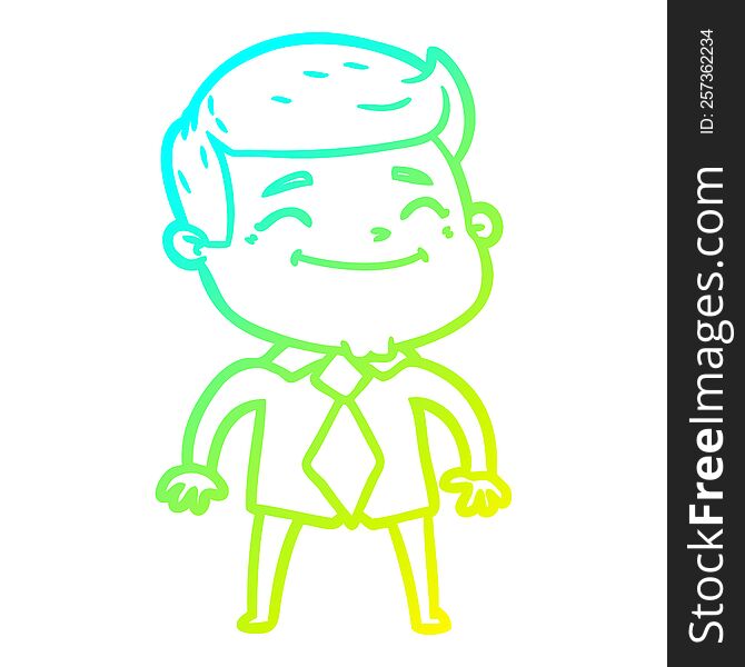 cold gradient line drawing of a happy cartoon businessman