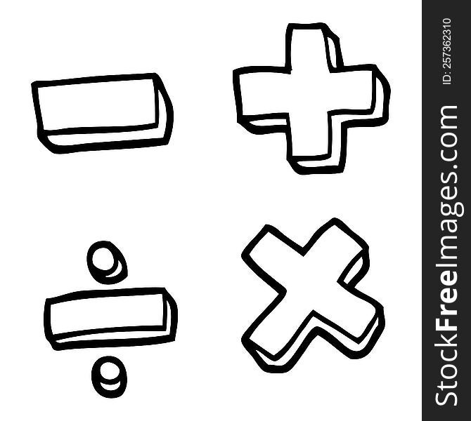 Black And White Cartoon Math Symbols