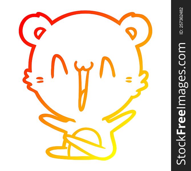 Warm Gradient Line Drawing Laughing Polar Bear Cartoon