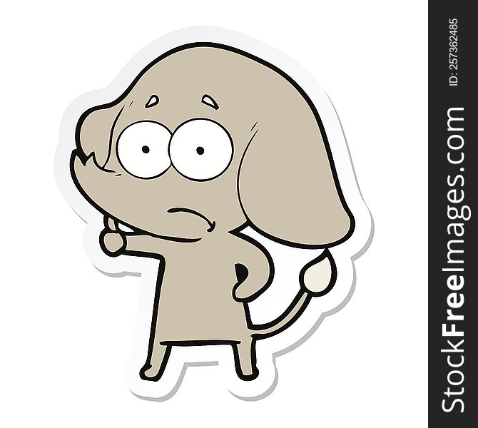 Sticker Of A Cartoon Unsure Elephant