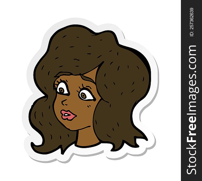 Sticker Of A Cartoon Woman Looking Concerned