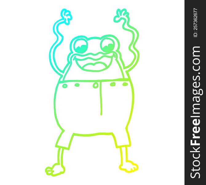 cold gradient line drawing cartoon frog