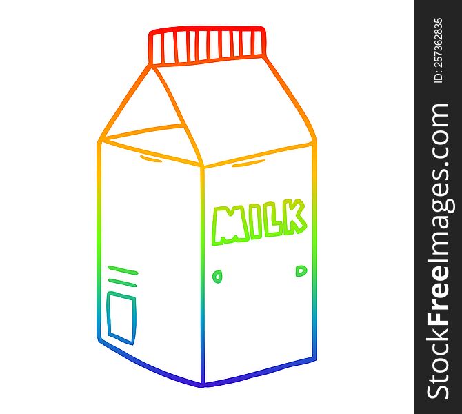 Rainbow Gradient Line Drawing Cartoon Milk Carton