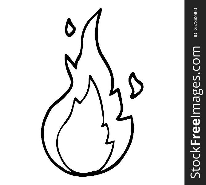 black and white cartoon flame symbol