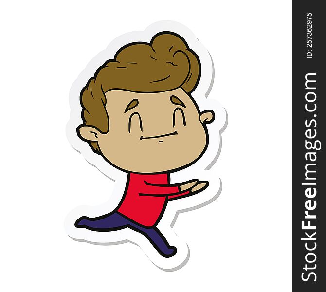 sticker of a running cartoon man