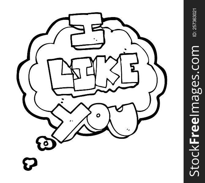 I like you freehand drawn thought bubble cartoon symbol. I like you freehand drawn thought bubble cartoon symbol