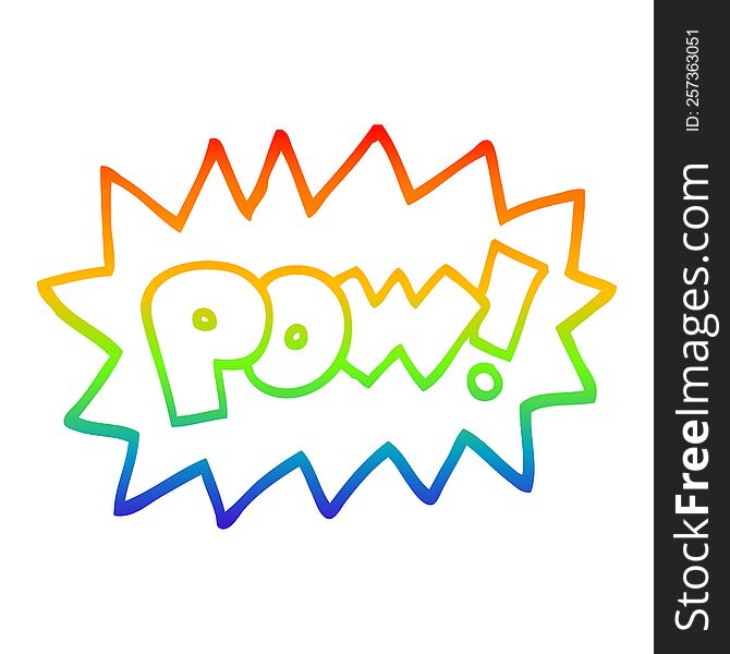 rainbow gradient line drawing of a cartoon pow symbol