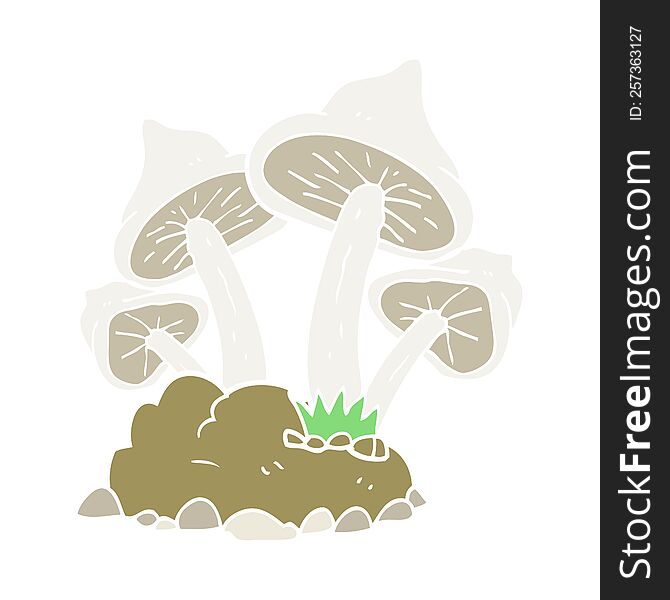 Flat Color Illustration Of A Cartoon Mushrooms