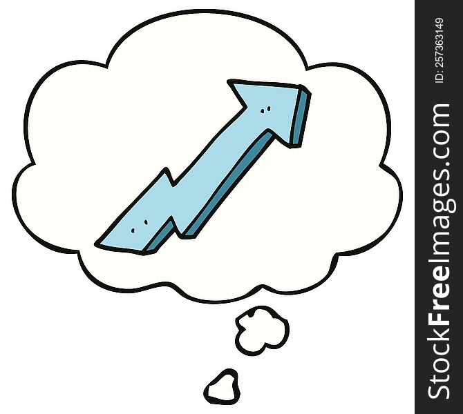 cartoon positive growth arrow with thought bubble