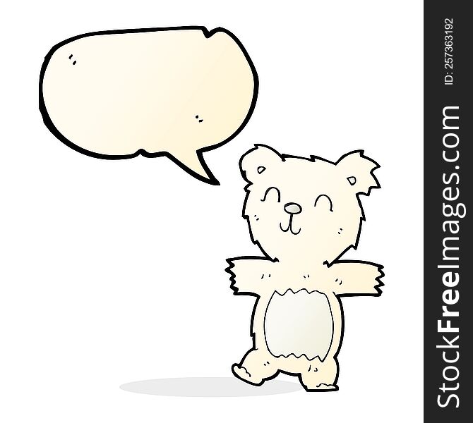 Cartoon Cute Polar Bear Cub With Speech Bubble