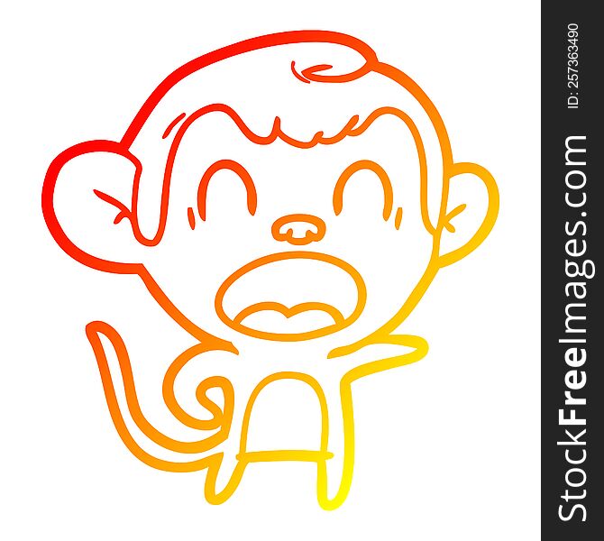 warm gradient line drawing of a shouting cartoon monkey