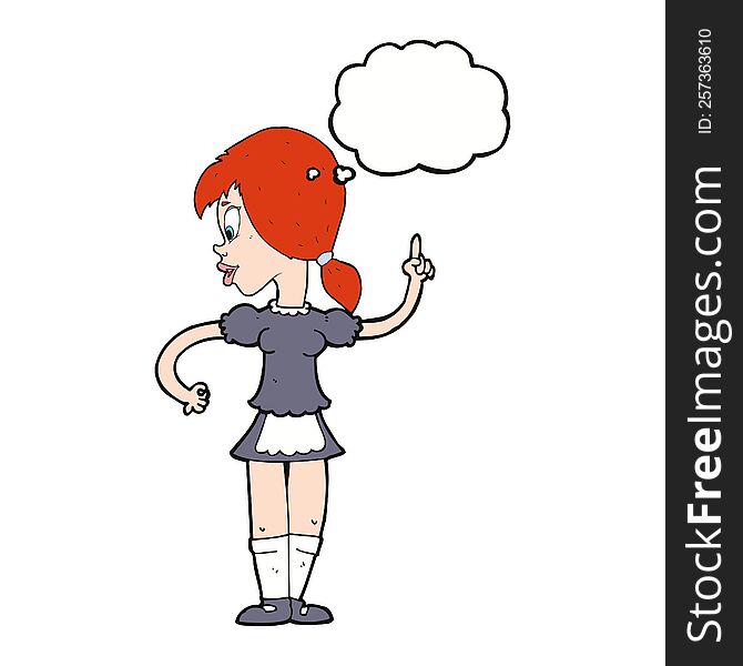 Cartoon Waitress Calling Order With Thought Bubble