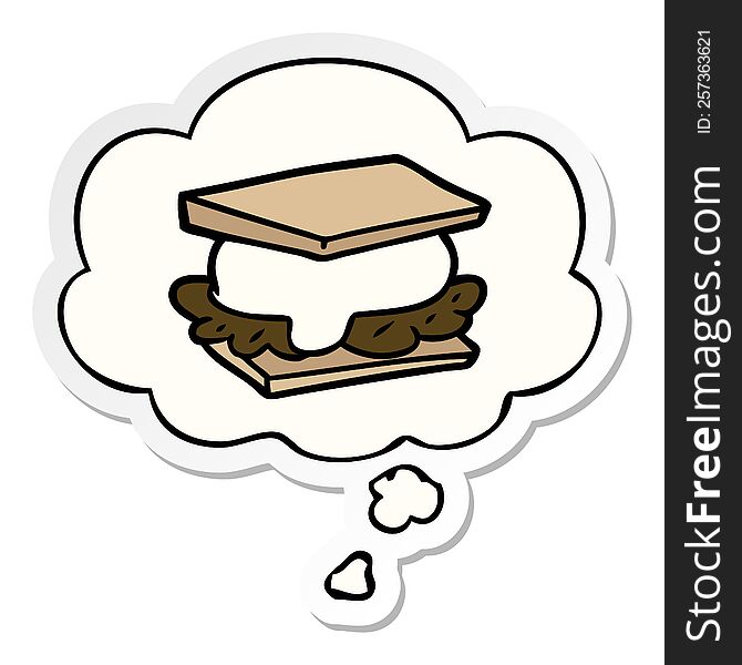 Smore Cartoon And Thought Bubble As A Printed Sticker