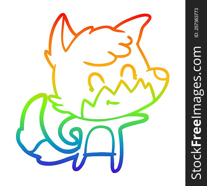 Rainbow Gradient Line Drawing Cartoon Friendly Fox