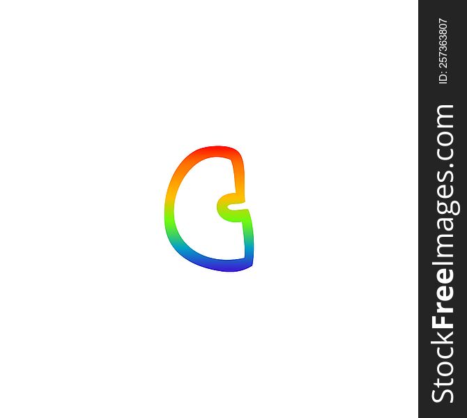 Rainbow Gradient Line Drawing Cartoon Letter C