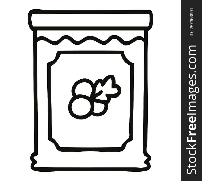 line drawing quirky cartoon blueberry jam. line drawing quirky cartoon blueberry jam