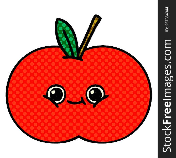 comic book style cartoon of a red apple