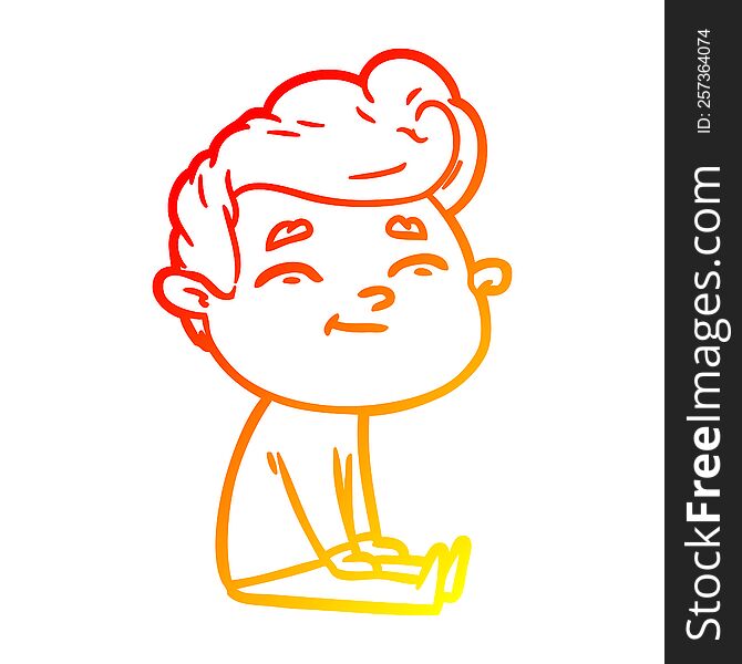 Warm Gradient Line Drawing Happy Cartoon Man Sitting