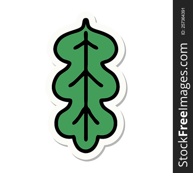 Tattoo Style Sticker Of A Leaf